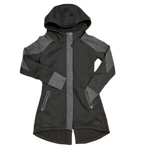 THE NORTH FACE Ws ReCOVER UP Fleece Hooded Jacket Coat BLack Gray Womens Size XS